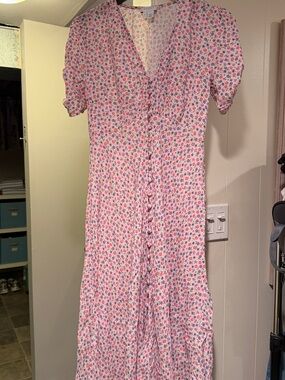 GHOST London Floral Button-Front Midi Dress - Pink Multi